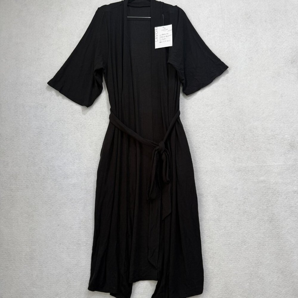 Body love basics Robe Womens Large Black Belted Lightweight Modal Spandex